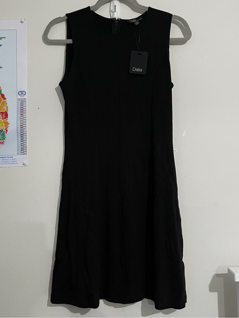 Dalia Black Sleeveless Midi Shift Dress